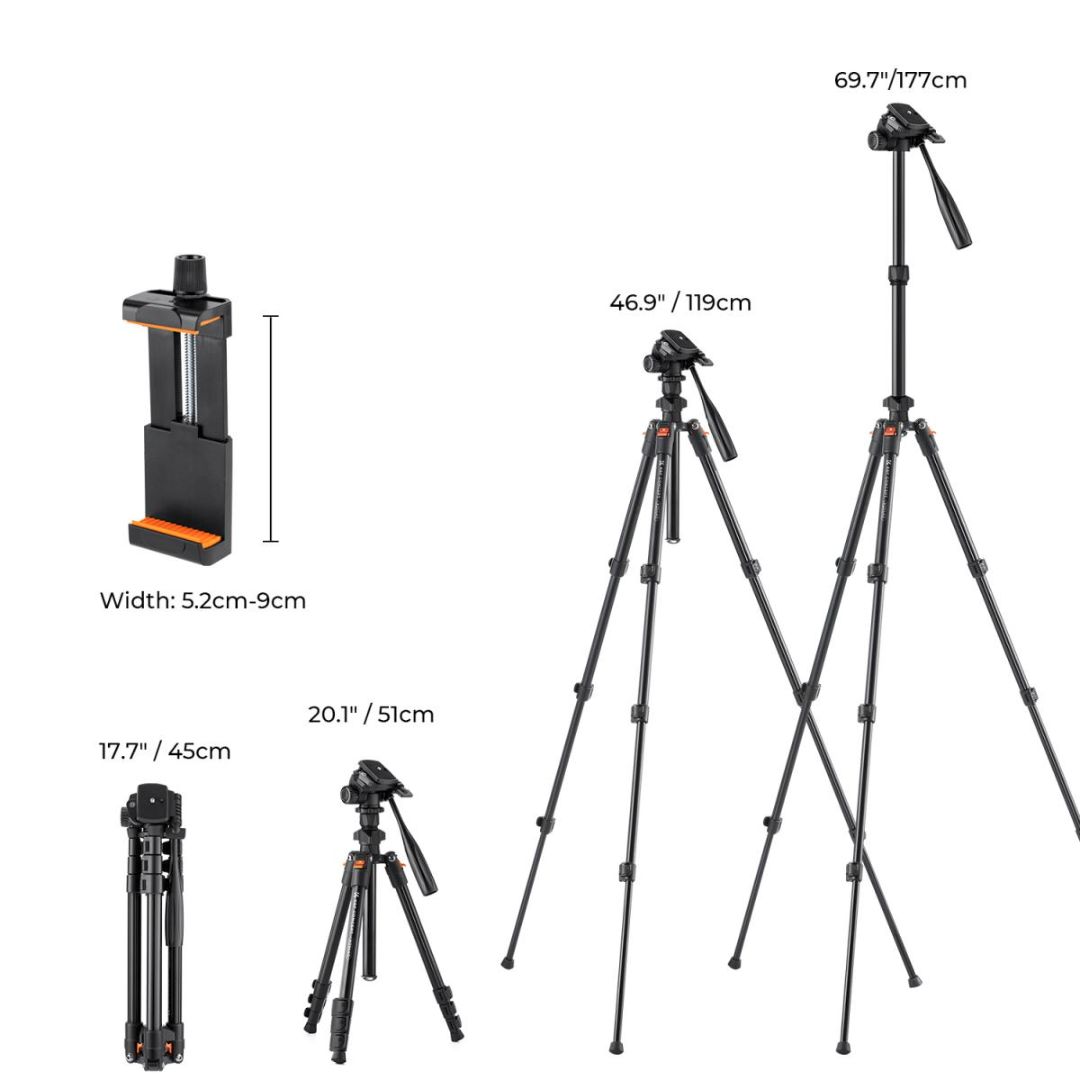 K&F Concept Aluminum Tripod + nosač za telefon KF09.115 - 3